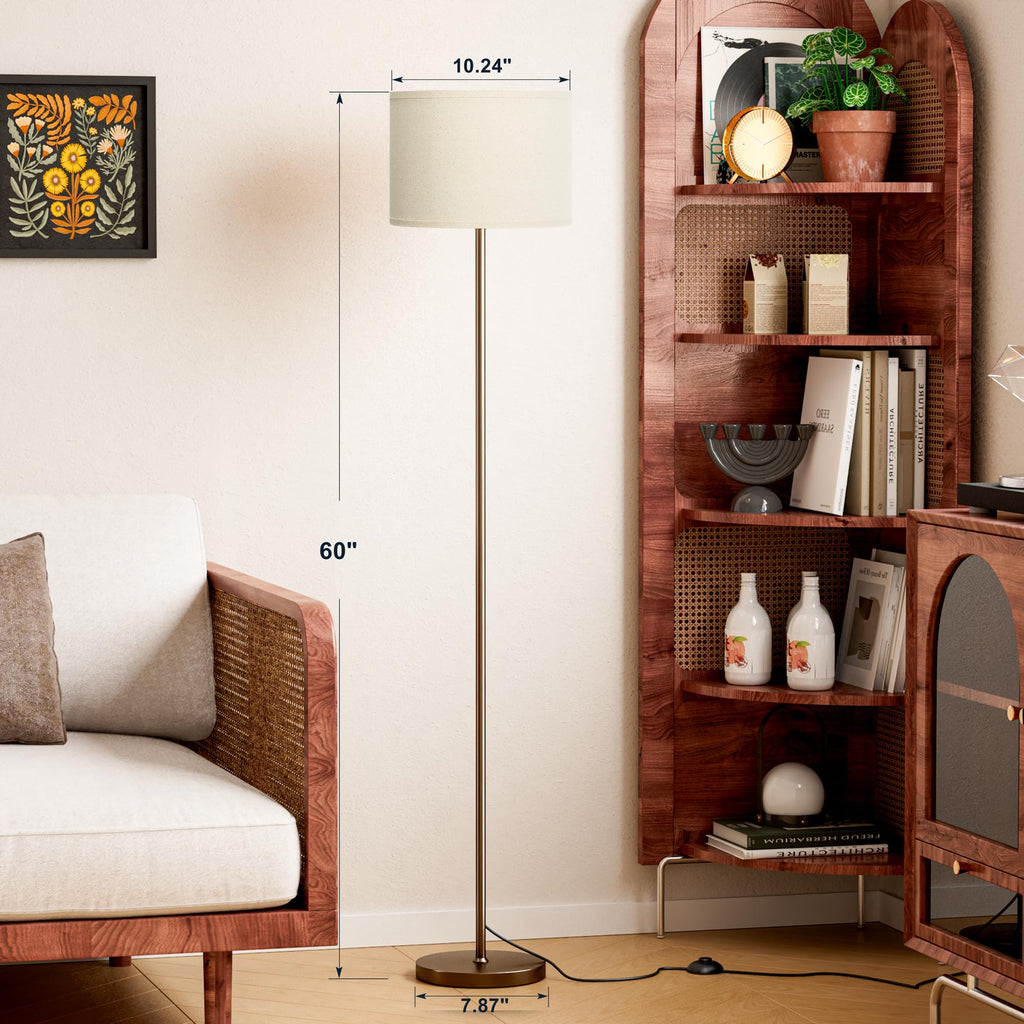 Modern Floor Lamp Simple Design with White Shade & Foot Pedal Switch