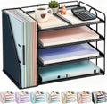 Paper Organizer With Magazine Holder | (Black, 4-Tier)