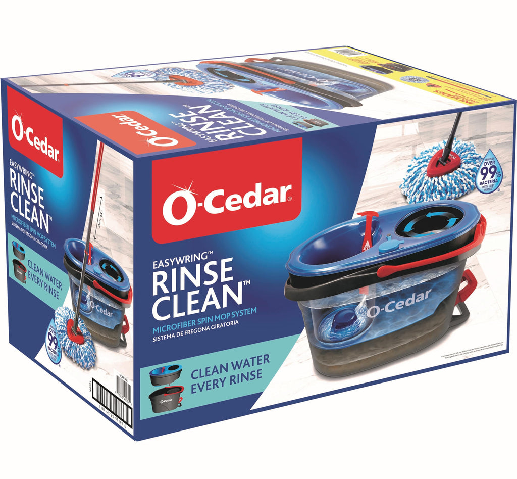 O-Cedar RinseClean Clean Water Spin Mop and Bucket System + 2 Extra Mop Heads | Clean with Clean Water | Removes 99% of Bacteria