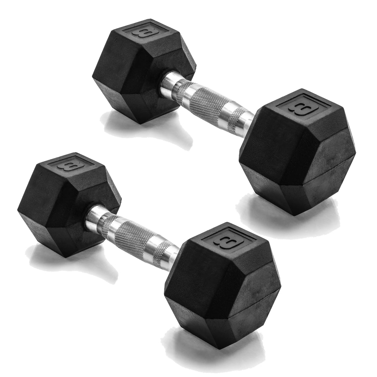 CAP Rubber Coated Dumbbell Weights for Strength Training, Anti-Roll Hex
