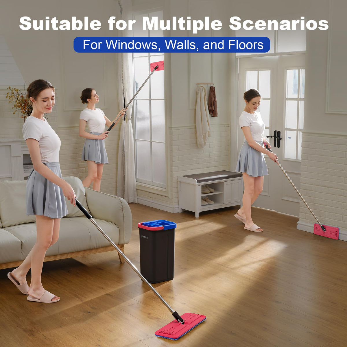 White Flat Mop and Bucket Set