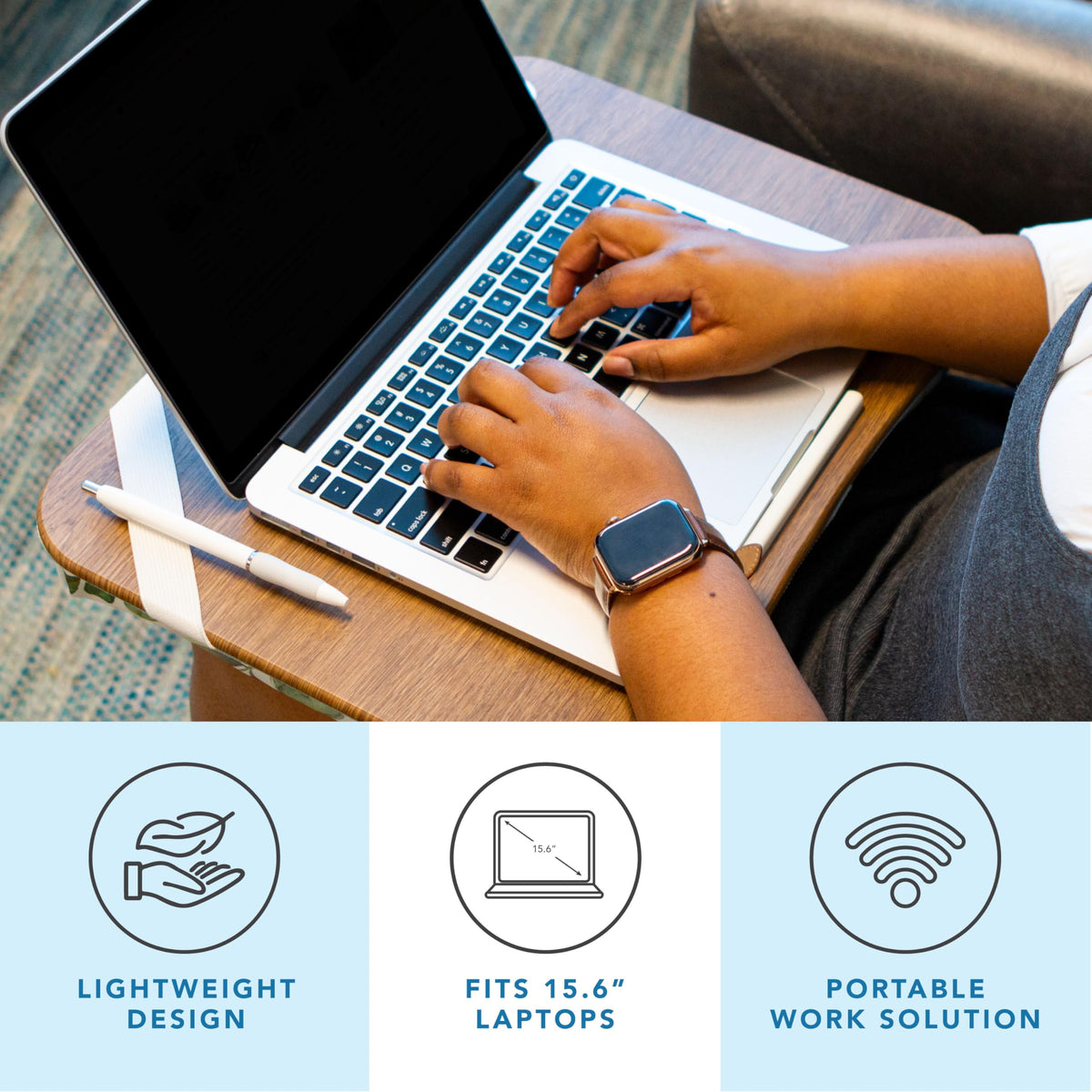 Designer Lap Desk – Fits 15.6” Laptop w/. Phone Holder