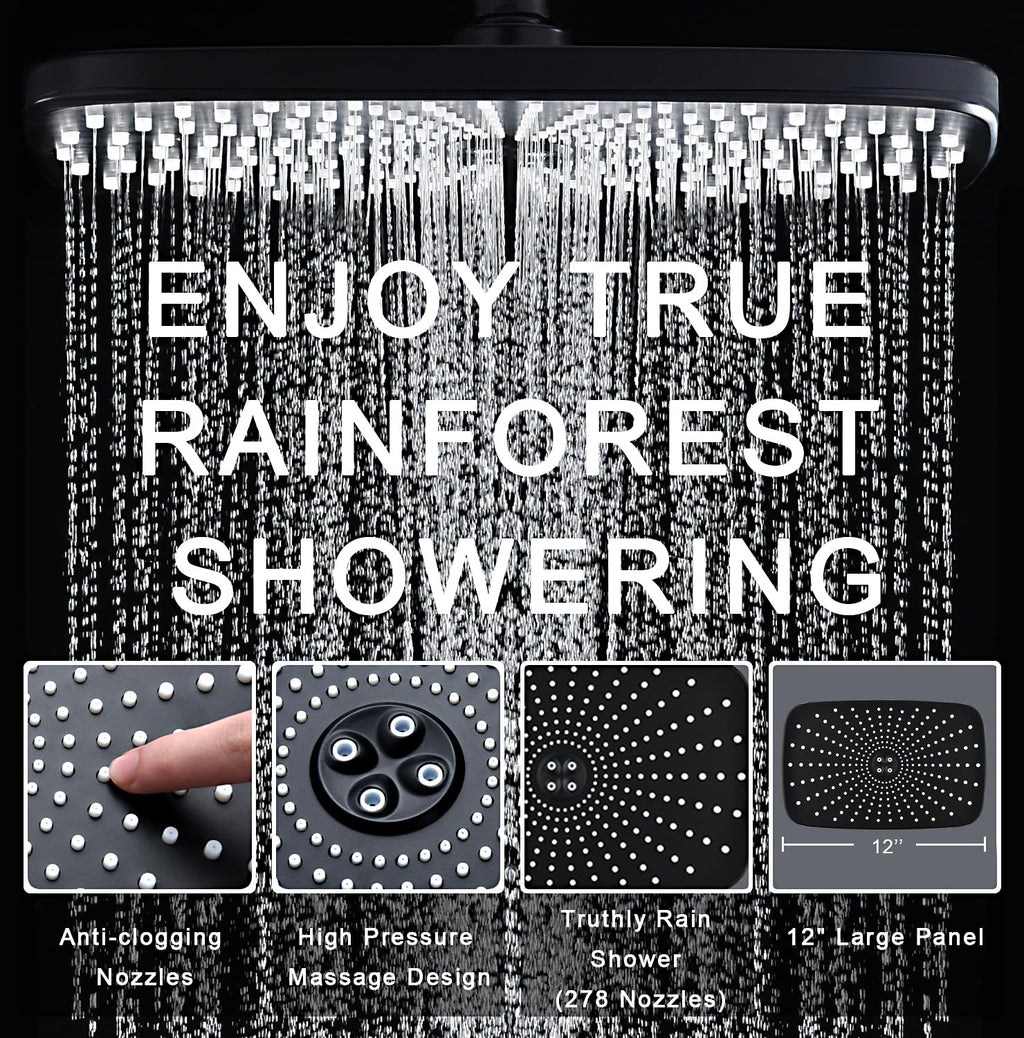 Shower Head with Rainfall Patter | Handheld Showerhead | Black | 1.8GPM