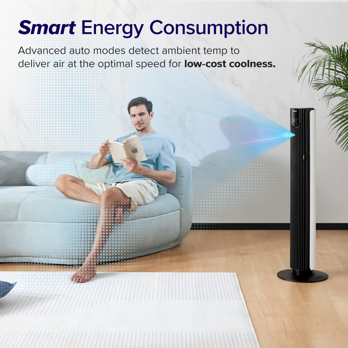 Levoit Tower Fan for Bedroom, Standing Fan with 36”-47” Adjustable Height