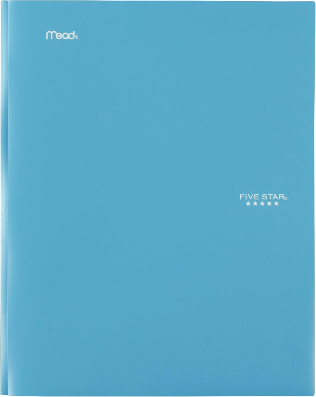 Five Star 2-Pocket Plastic Folder with Stay-Put Tabs and Prong Fasteners, Holds 8.5" x 11" Paper, Assorted Colors, 4 Pack (340300A)