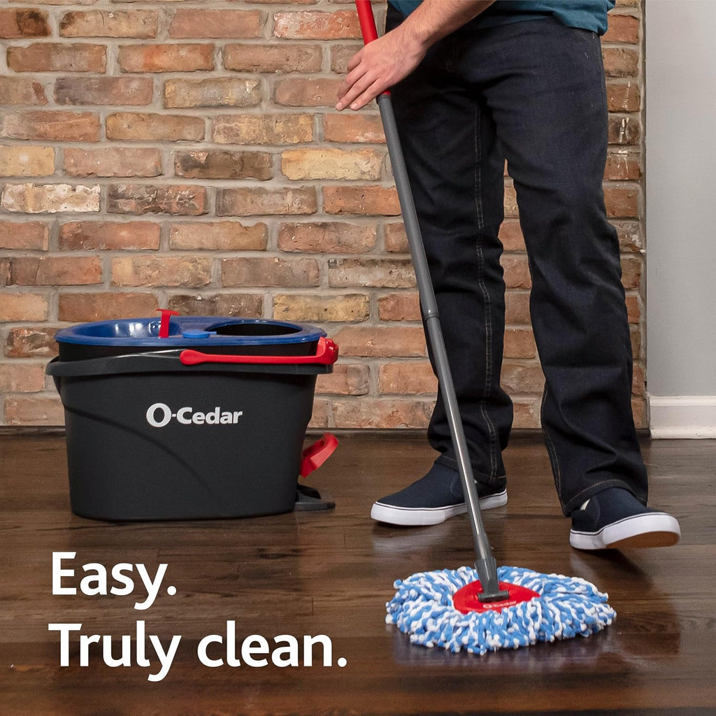O-Cedar RinseClean Clean Water Spin Mop and Bucket System + 2 Extra Mop Heads | Clean with Clean Water | Removes 99% of Bacteria