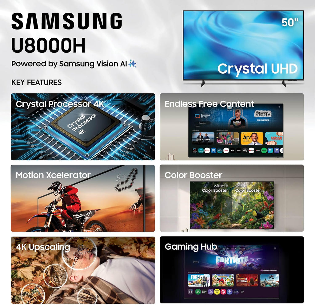 Samsung 50-Inch Class U8000H Series Crystal UHD, 4K, Smart TV, 2026