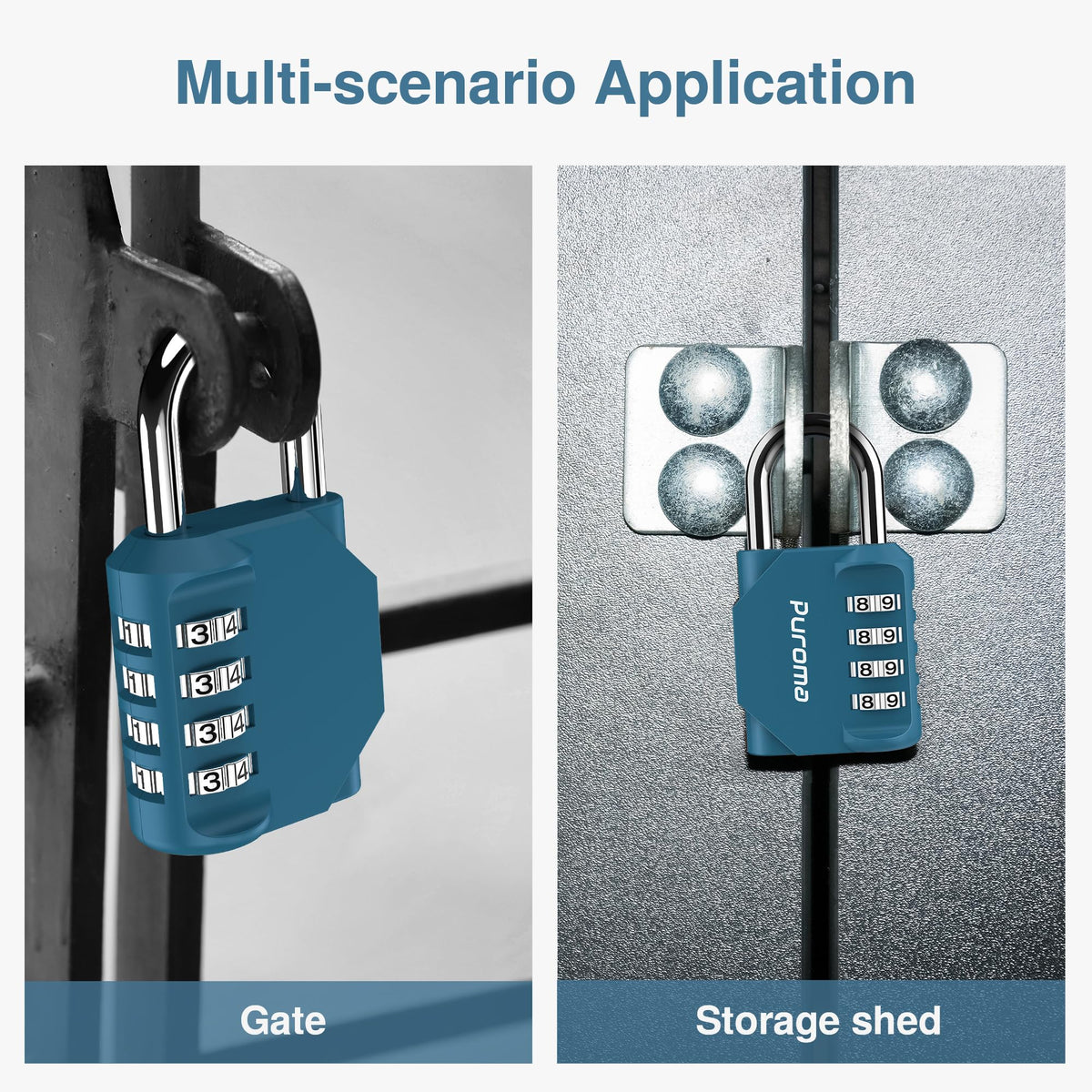 Puroma | 1 Combination Lock | 4 Digit Padlock | 2, 3, 4, & 10 Combo Packs