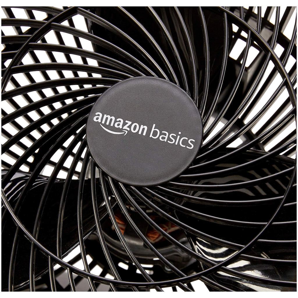 Amazon Basics Air Circulator Desk Fan for Bedroom, Home and Office, 90-Degree Tilt Head, 3 Speed Settings, Cooling, 35 Watts, Black, 11.1"W x 6.3"D x 10.9"H