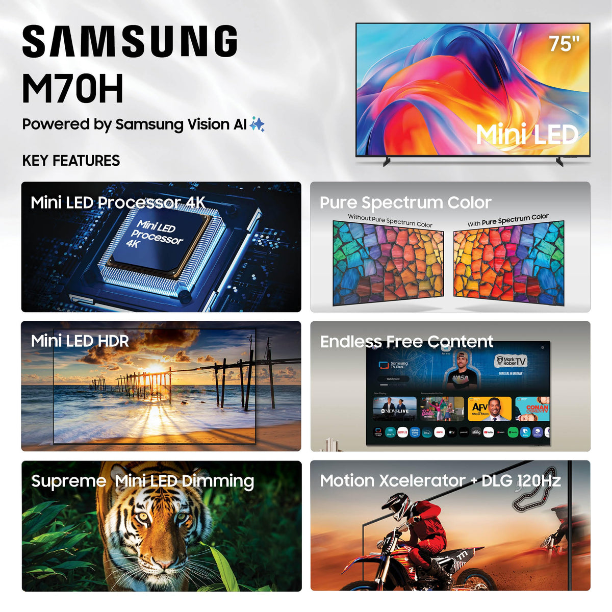 Samsung 50-Inch Class M70H Series, Mini LED, 4K, Smart TV, 2026
