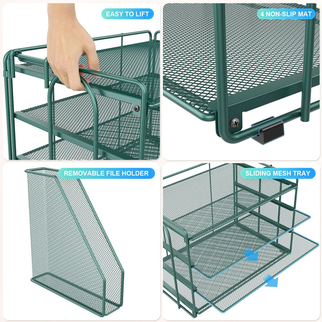 Paper Organizer With Magazine Holder | (Black, 4-Tier)