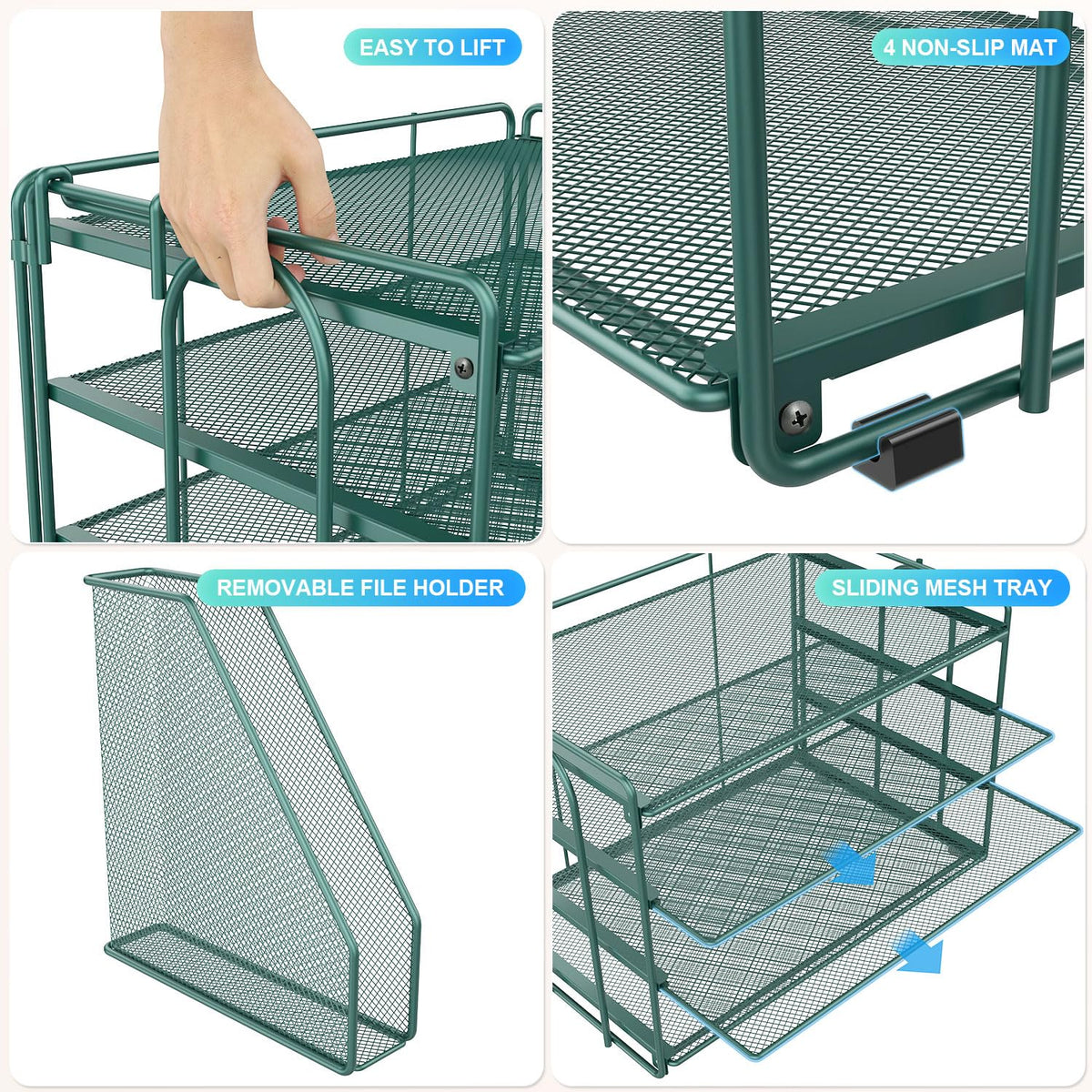 Paper Organizer With Magazine Holder | (Black, 4-Tier)