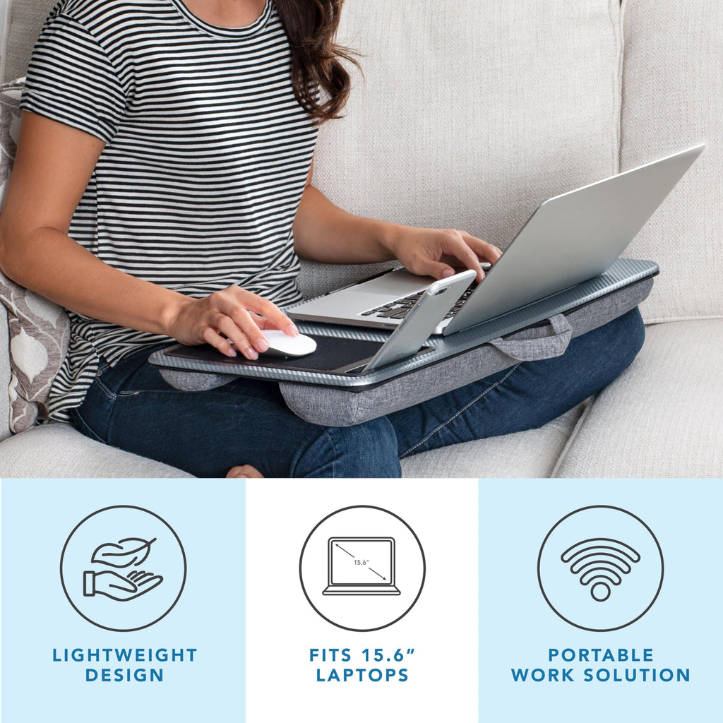LAPGEAR Home Office Lap Desk – Black Carbon, Fits 15.6” Laptops