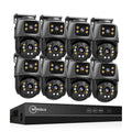 Movols 6MP XMEYE POE Surveillance System Dual Lens PTZ Two Way Audio POE Security Camera System 16CH NVR Video Surveillance Kit