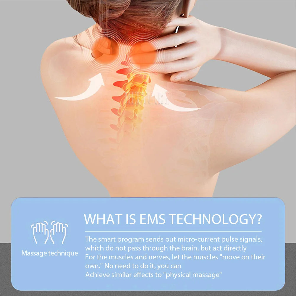 Pulse Neck Massager Electric Smart EMS Cervical Massagers TENS Pain Relief Relaxation Muscle Kneading Massage