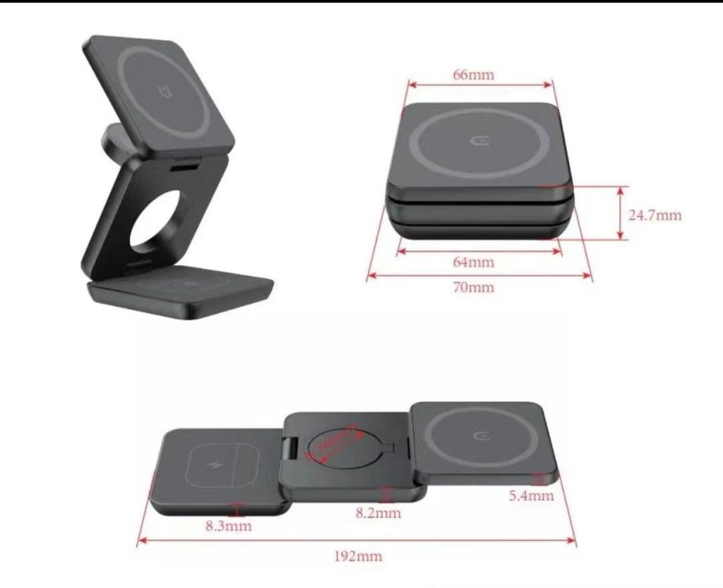 Three-in-one Foldable Wireless Charger Magnetic Suction
