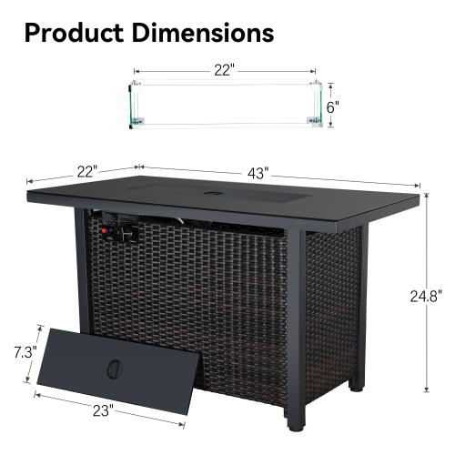 Rattan Propane Outdoor Fire Pit Table
