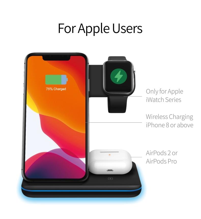 Ninja 15W 3 in 1 Fast Wireless Charging Station for Phones